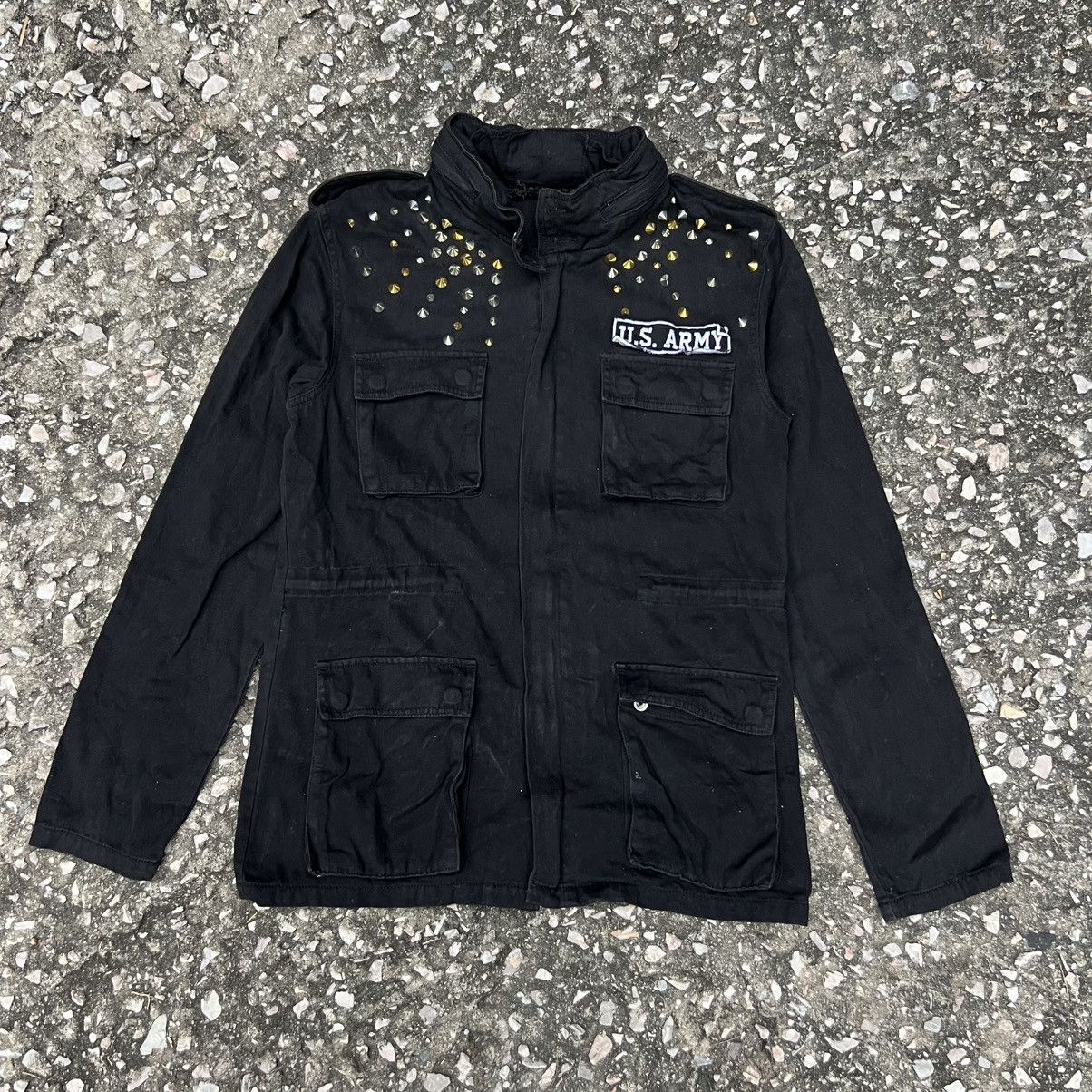 Japanese Brand “CRAZY” STUDDED METAL PUNK US ARMY JACKET Size US S / EU 44-46 / 1 - 2 Thumbnail