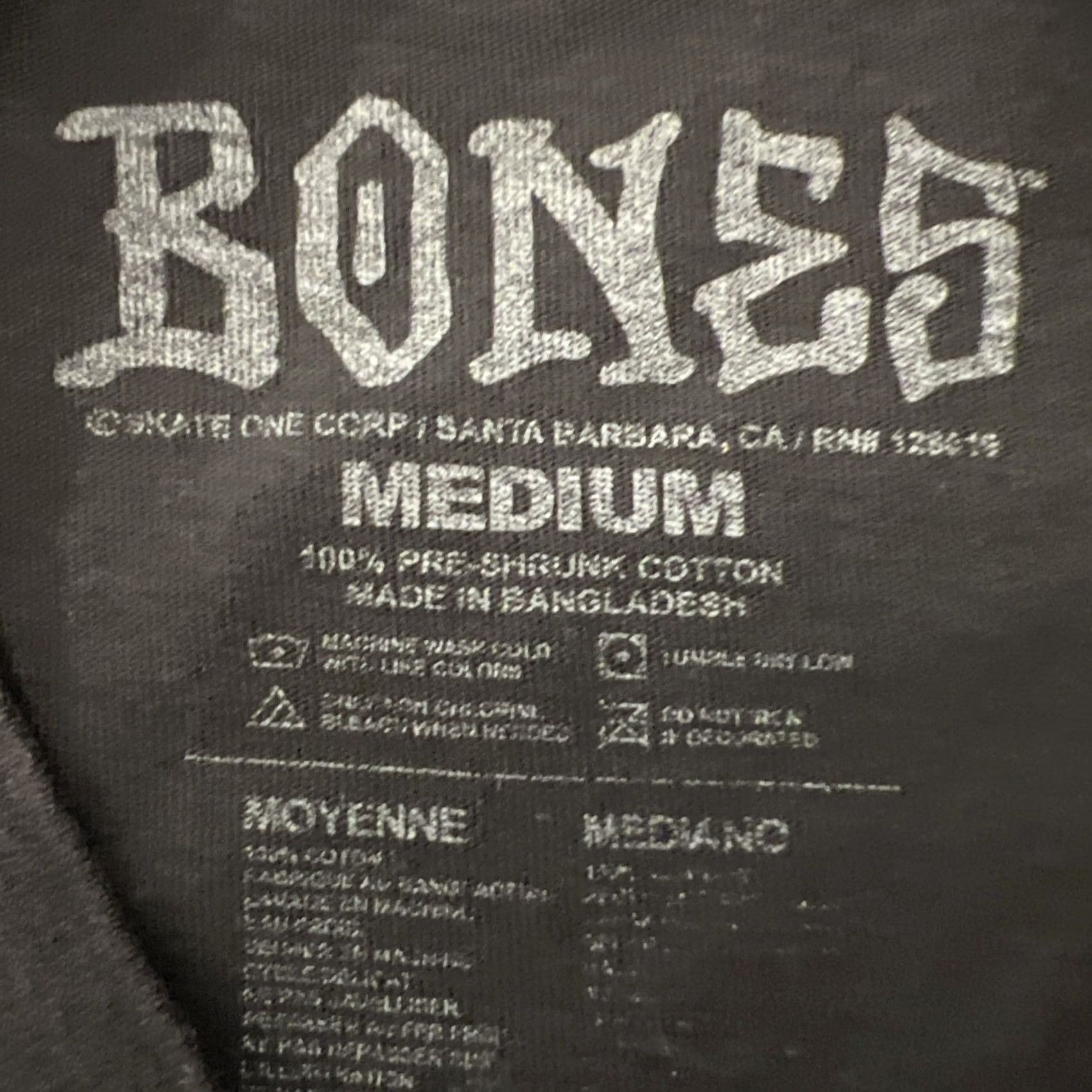 Bones VINTAGE BONES Shirt Adult Medium Black Knit Cotton Crew Neck Long Sleeve Graphic Print Skateboarding Bones Brigade Skater 90s? Size US M / EU 48-50 / 2 - 5 Thumbnail