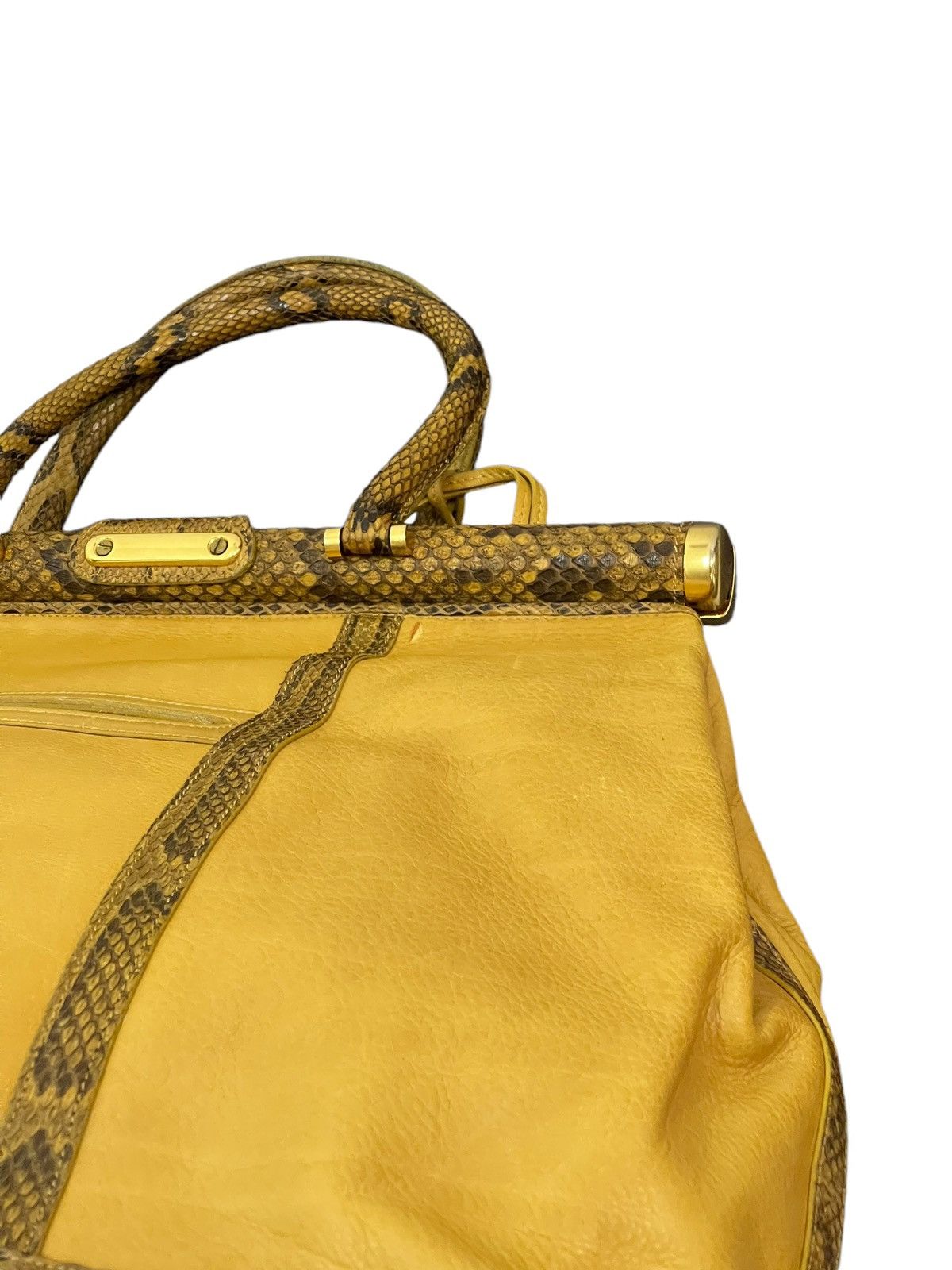 Genuine Leather Full Leather Python Vtg Elegance Italy Hand Bag 1🟩0 Size ONE SIZE - 8 Thumbnail