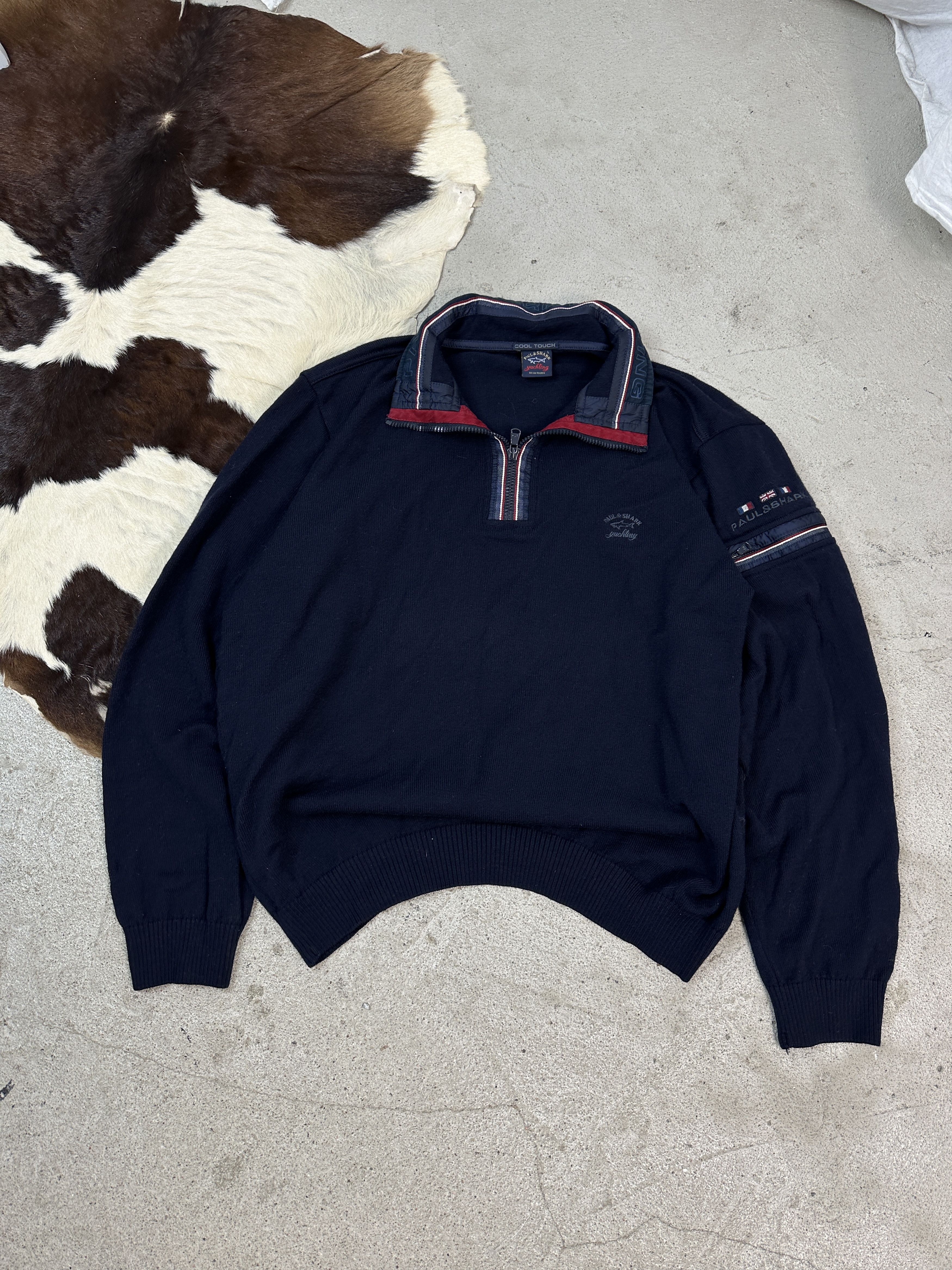 Paul & Shark × Vintage Vintage Casual Y2K Streetwear 1/4 Zip Paul&Shark Sweater Size US L / EU 52-54 / 3 - 1 Thumbnail