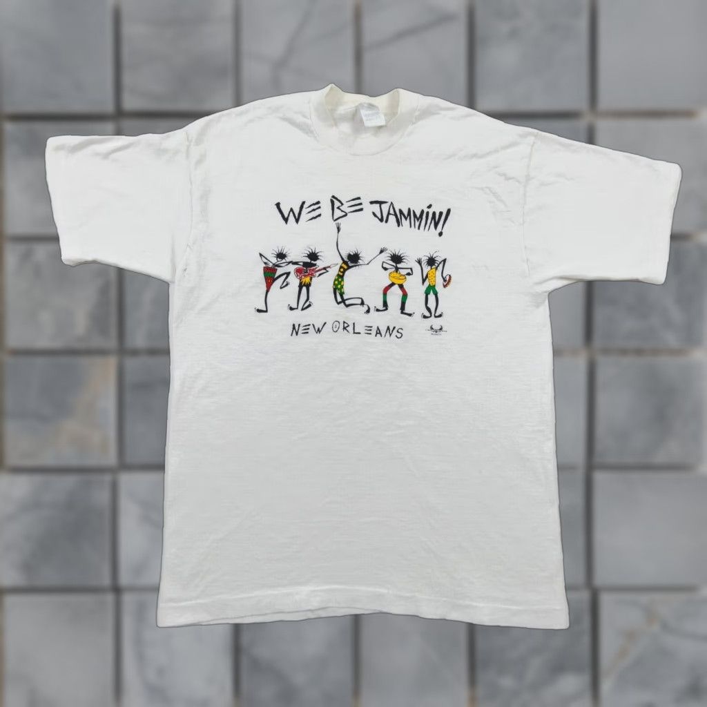 Fruit Of The Loom VINTAGE New Orleans T-Shirt Mens Large White Jamaica 90s Fruit of the Loom Logo Print 90s Mens L White Size US L / EU 52-54 / 3 - 1 Thumbnail