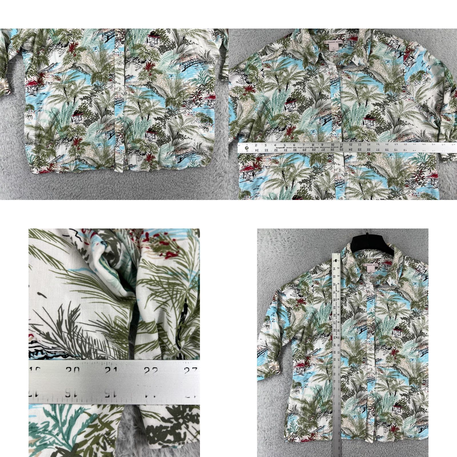 Vintage Allison Daley Shirt Womens Large Green Blue Palm Hut Beach Print 100% Rayon Shirt Womens Large Green Palm Beach 80s 90s Classic Outdoor Mens Women Size L / US 10 / IT 46 - 8 Thumbnail