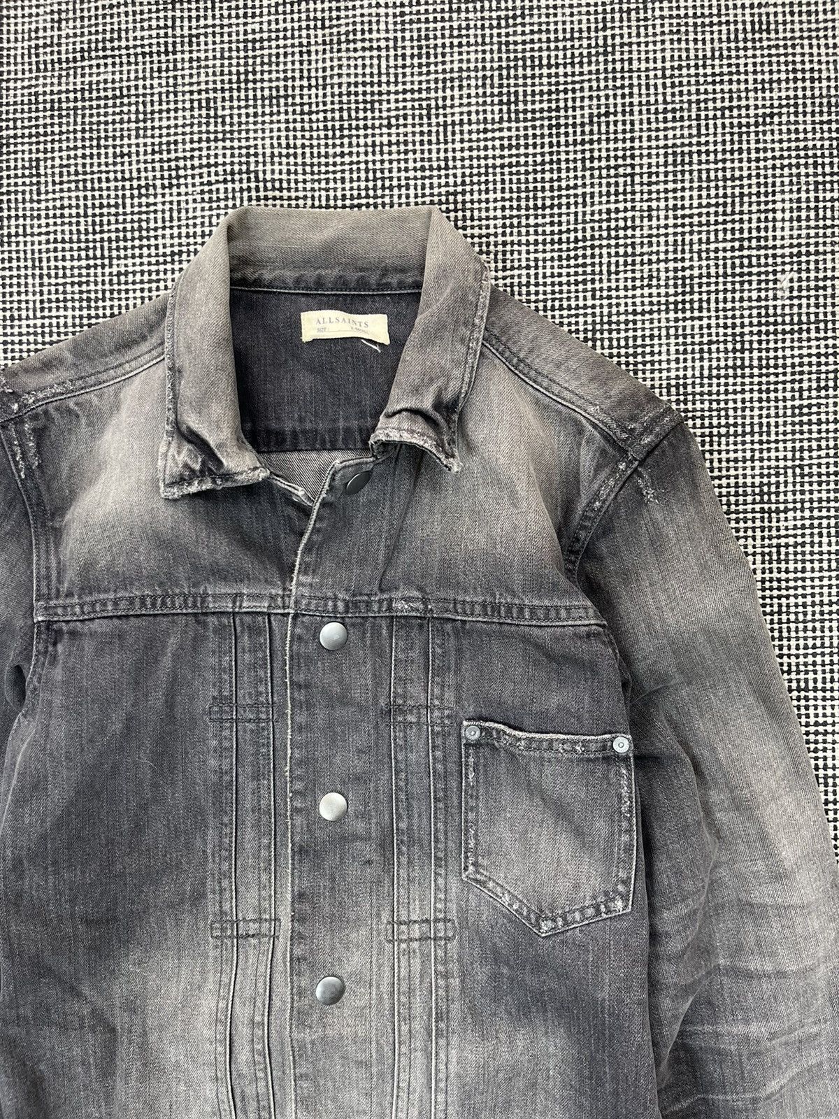 Other ➕ Allsaints distressed black faded washed denim jacket Size US XS / EU 42 / 0 - 3 Thumbnail