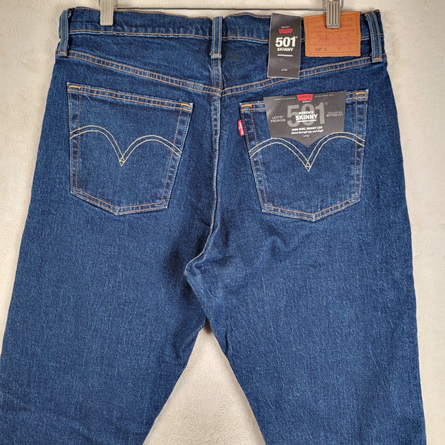 Levi's VINTAGE Levi’s 501 Skinny Jeans 31 X 30 Women Button Fly Blue Dark Wash Slim 5-Pocket Womens Jeans Size 24" / US 00 / IT 34 - 4 Thumbnail