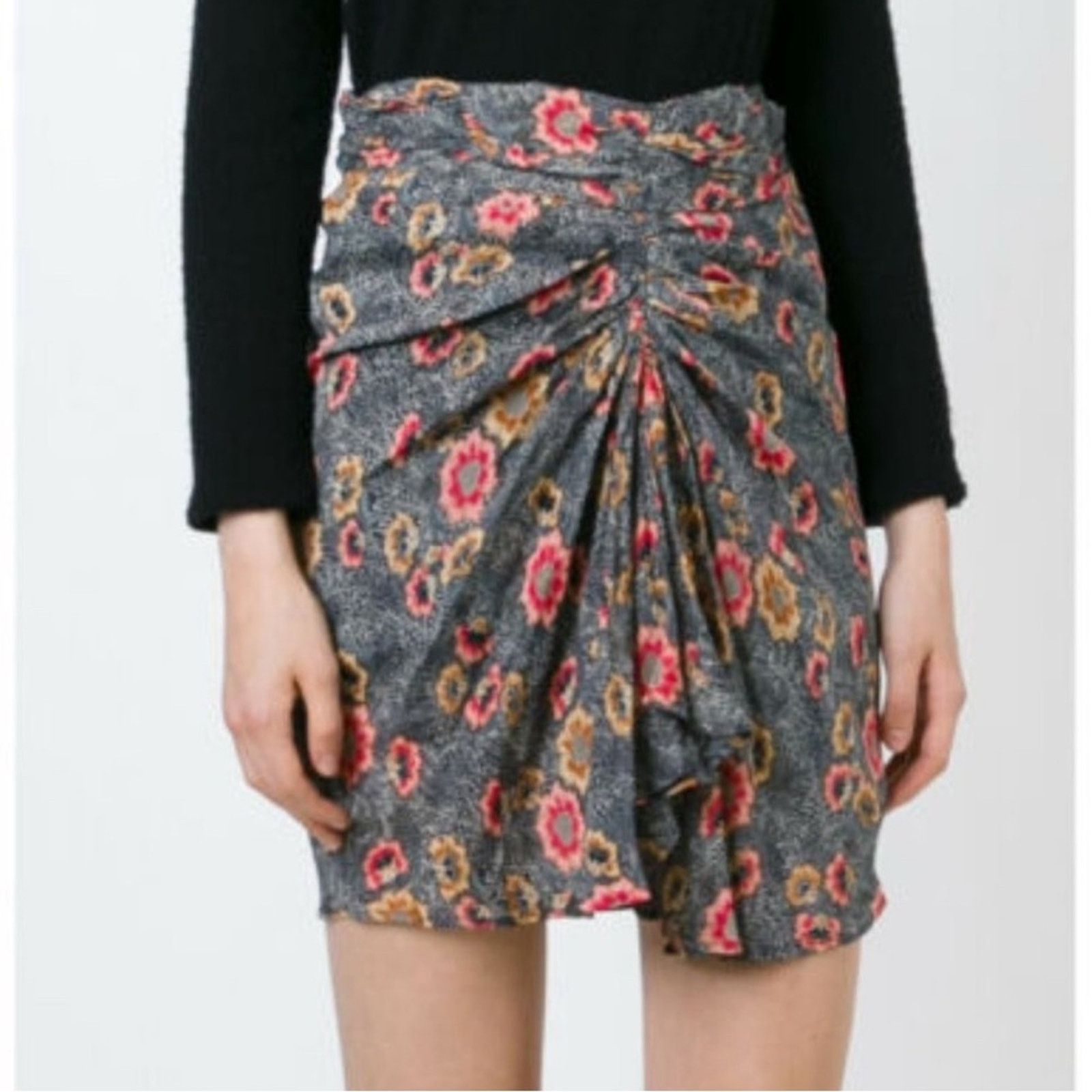 Isabel Marant Etoile Sevan Floral Print Ruched Mini Skirt