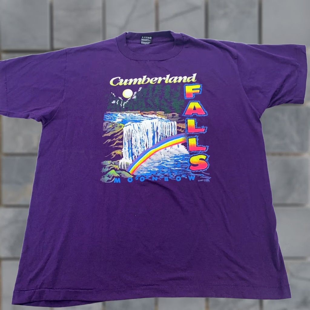 Vintage VINTAGE 90s CUMBERLAND FALLS T-Shirt XL Purple RAINBOW kentucky nature Mens Size US XL / EU 56 / 4 - 1 Thumbnail