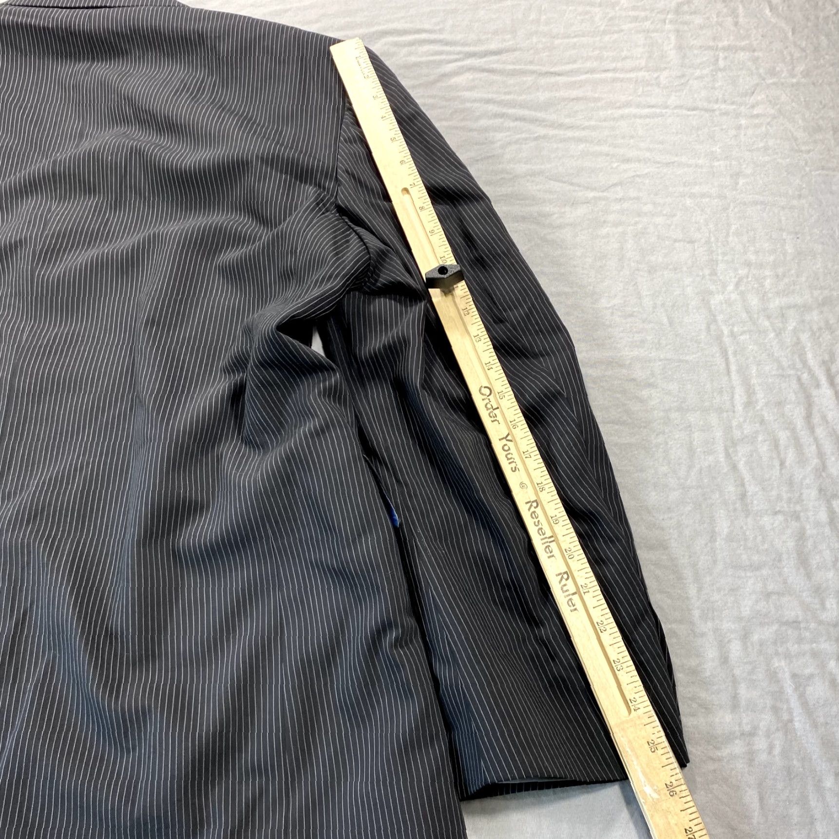 Oscar De La Renta Oscar de la Renta Blazer Mens 44 R Black Striped Wool Sport Coat Jacket Size 44R - 7 Thumbnail