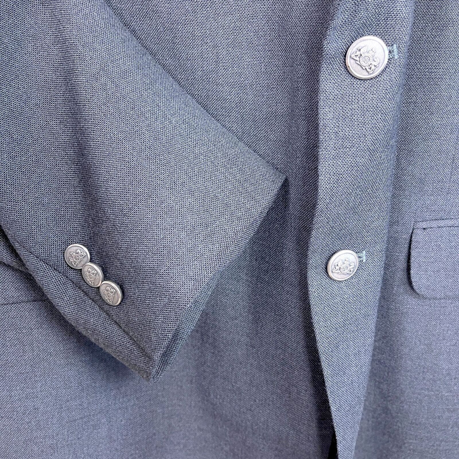 Stafford Stafford Silver Button Hopsack Blazer Gray Worsted Wool 48L Size 48L - 3 Thumbnail
