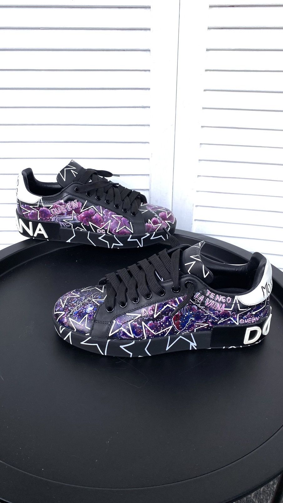 Dolce & Gabbana × Vintage Dolce & Gabbana Mixed Star Print Portofino Custom Sneakers Size US 7 / IT 37 - 10 Thumbnail