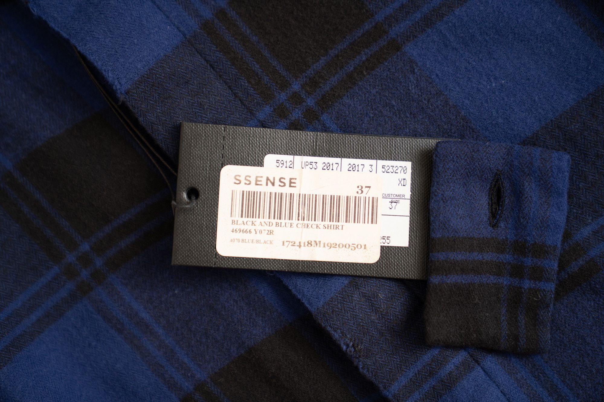 Saint Laurent Paris [NWT] SAINT LAURENT BLACK NAVY CHECK SHIRTS Size US S / EU 44-46 / 1 - 11 Thumbnail