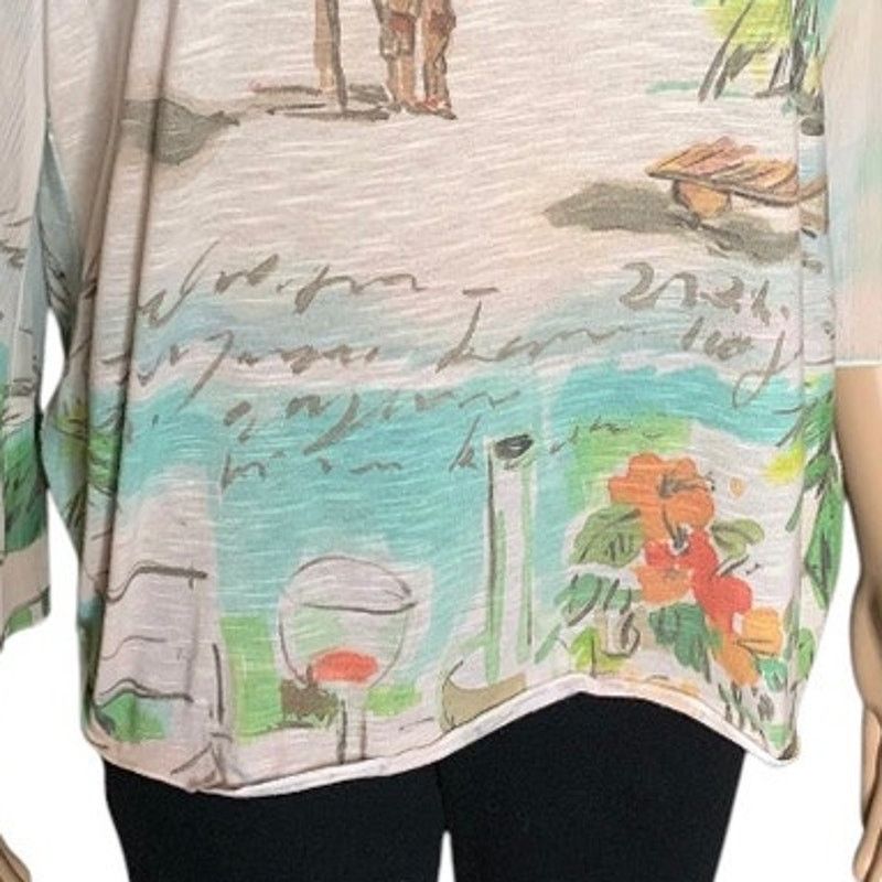 Chicos Chico's Women's US Medium Top Seaside Sangria Kimono Sleeve Size M / US 6-8 / IT 42-44 - 3 Thumbnail