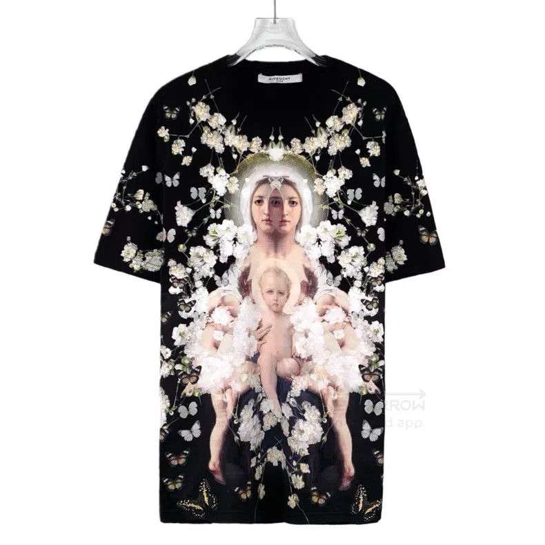 Givenchy Givenchy Black Madonna Starry Print Cotton Crew Neck Short Size US XS / EU 42 / 0 - 1 Thumbnail