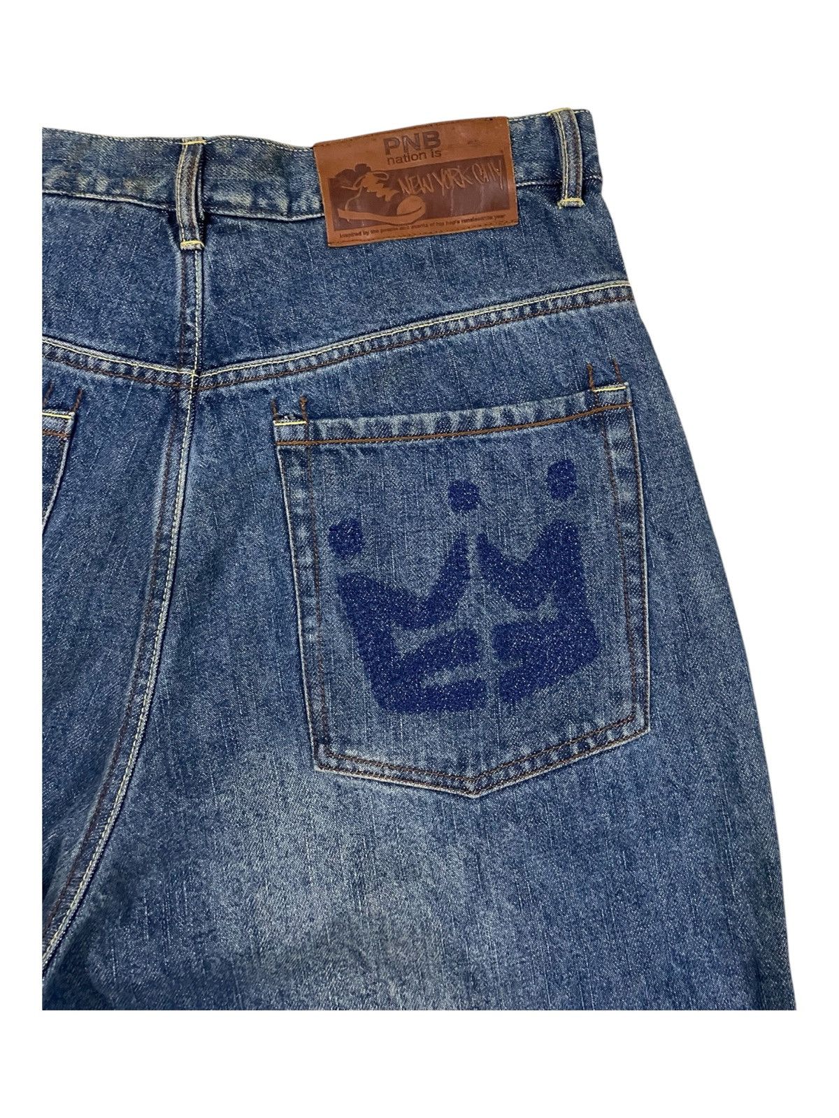 Eminem × Fubu × JNCO Y2K Eminem PNB Nation Embroidery Pockets Hip Hop Baggy Jeans Size US 34 / EU 50 - 5 Thumbnail