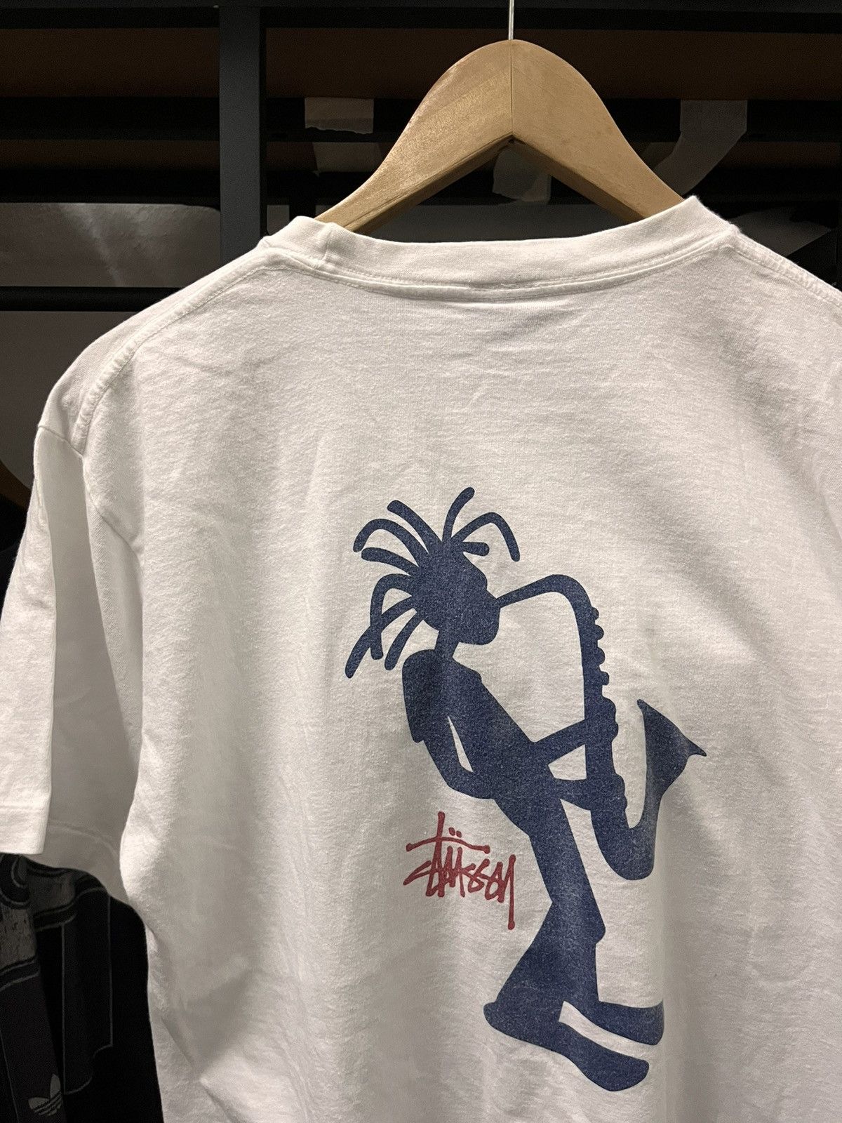 Stussy × Vintage Vintage Saxophone Guy White Shirt Size US L / EU 52-54 / 3 - 2 Thumbnail
