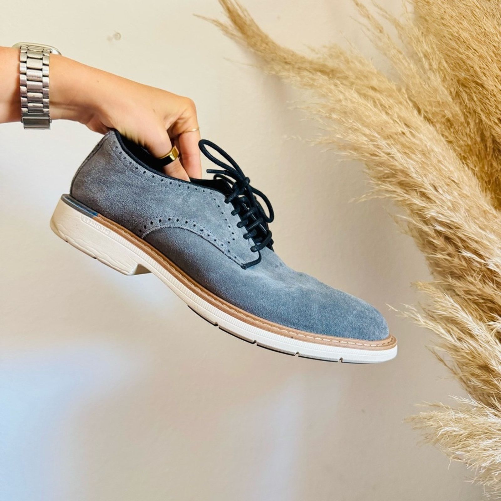 Cole Haan COLE HAAN Soft Blue Suede Leather White Black Derby Oxford Size US 8.5 / EU 41-42 - 4 Thumbnail