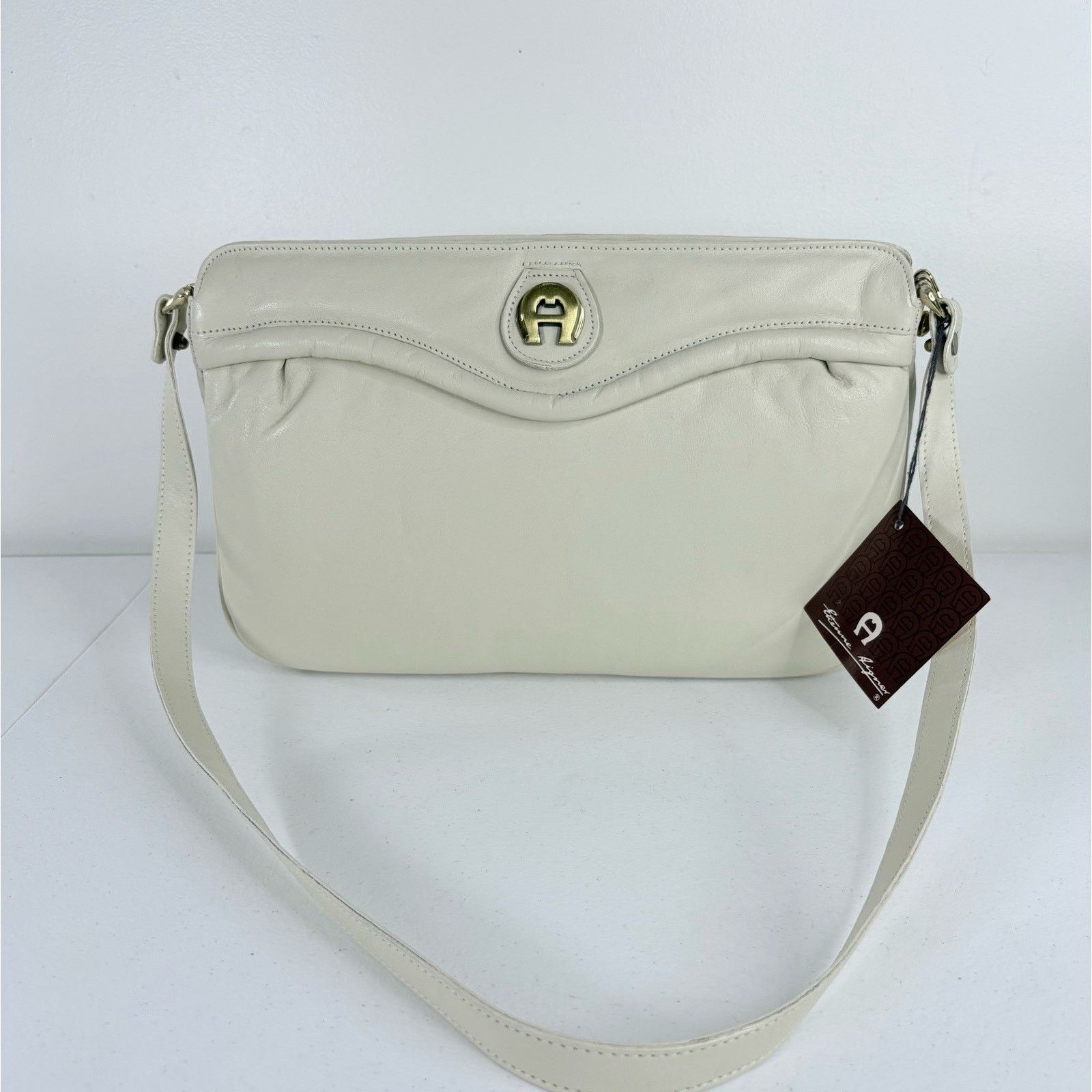 Etienne Aigner VTG 60 70s ETIENNE AIGNER Shoulder Handbag Ivory Leather NOS Size ONE SIZE - 1 Thumbnail