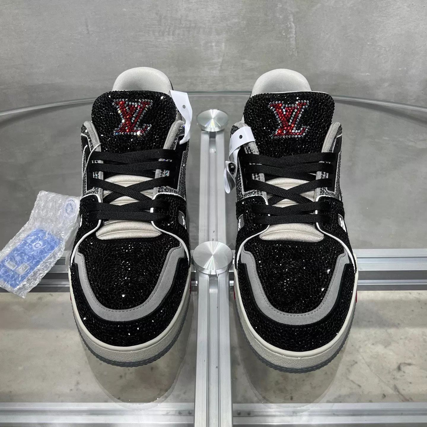 Louis Vuitton LV Trainer Pave Diamond Black Cement UK8/42 Size US 9 / EU 42 - 1 Thumbnail