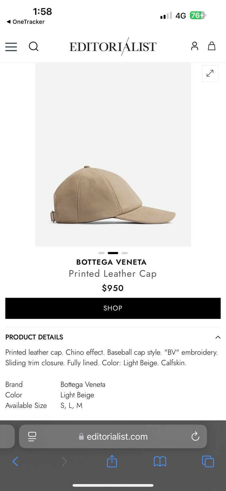 Bottega Veneta $950 leather printed hat Size ONE SIZE - 2 Thumbnail