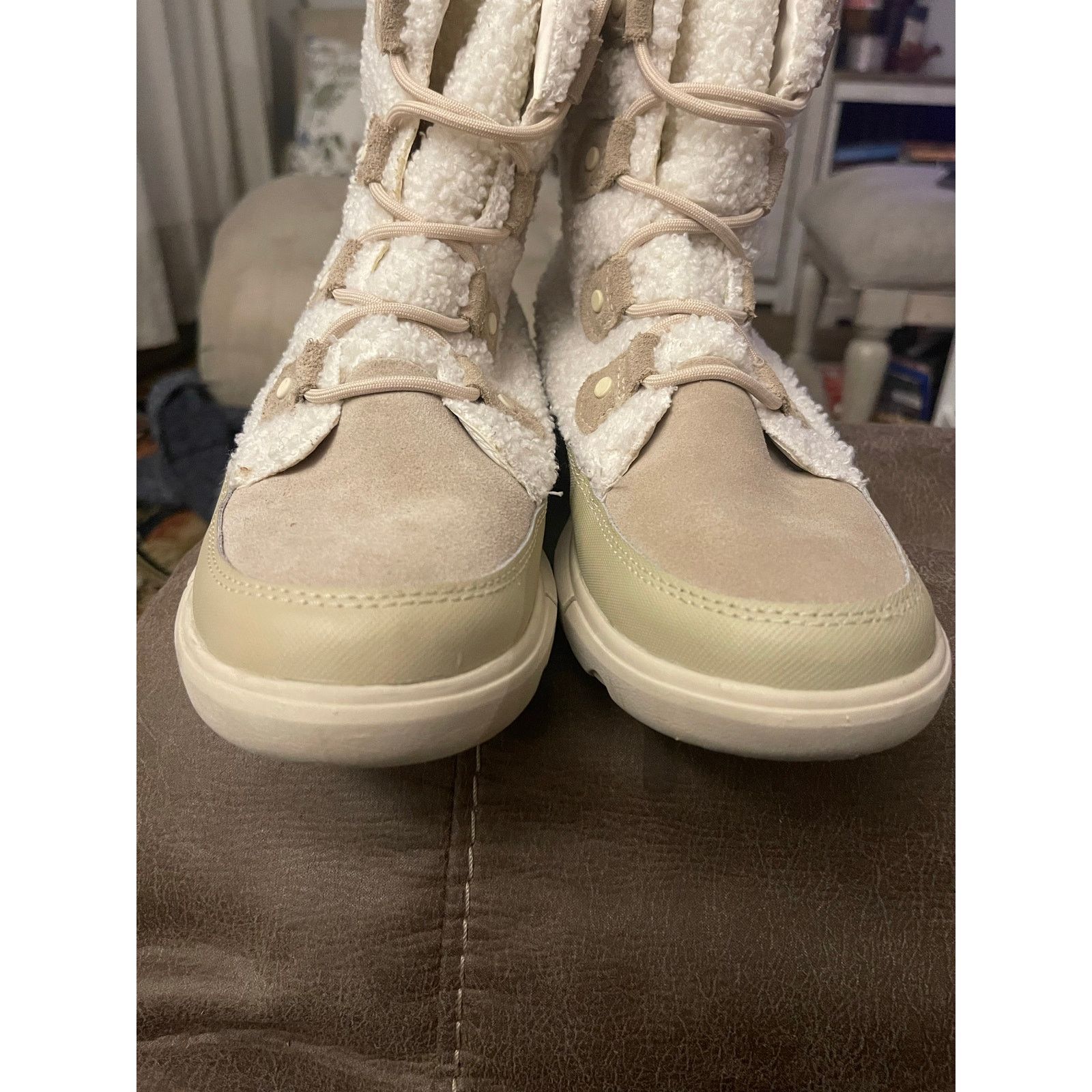 SOREL Sorel Women’s Cream Gray Explorer II Joan Cozy Boots 9.5 Size US 9.5 / IT 39.5 - 6 Thumbnail