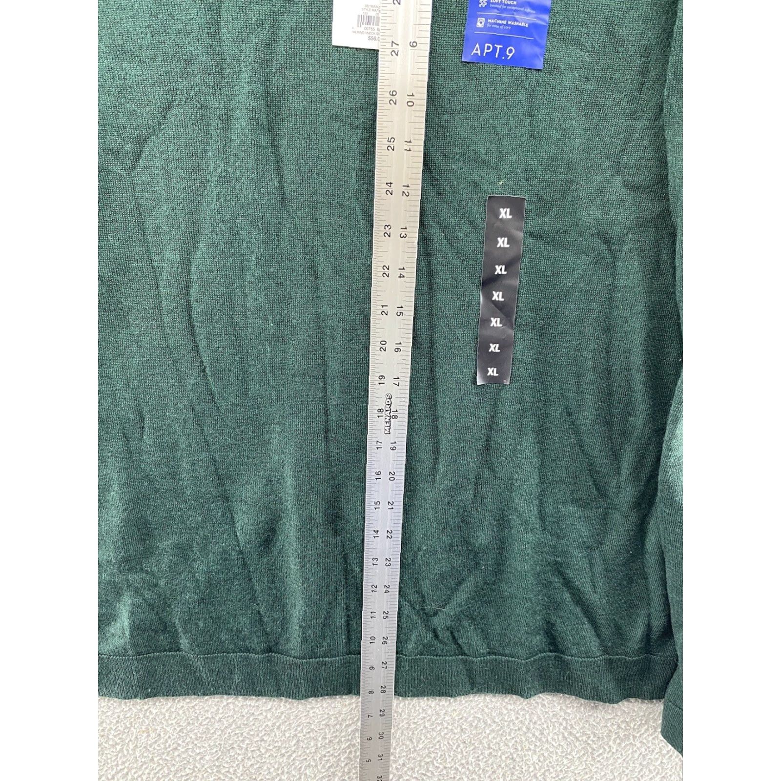 Apt. 9 VINTAGE Mens APT.9 Merino Blend Green Slim Fit V-Neck Long Sleeve Sweater SZ XL Soft NEW Size US XL / EU 56 / 4 - 6 Thumbnail