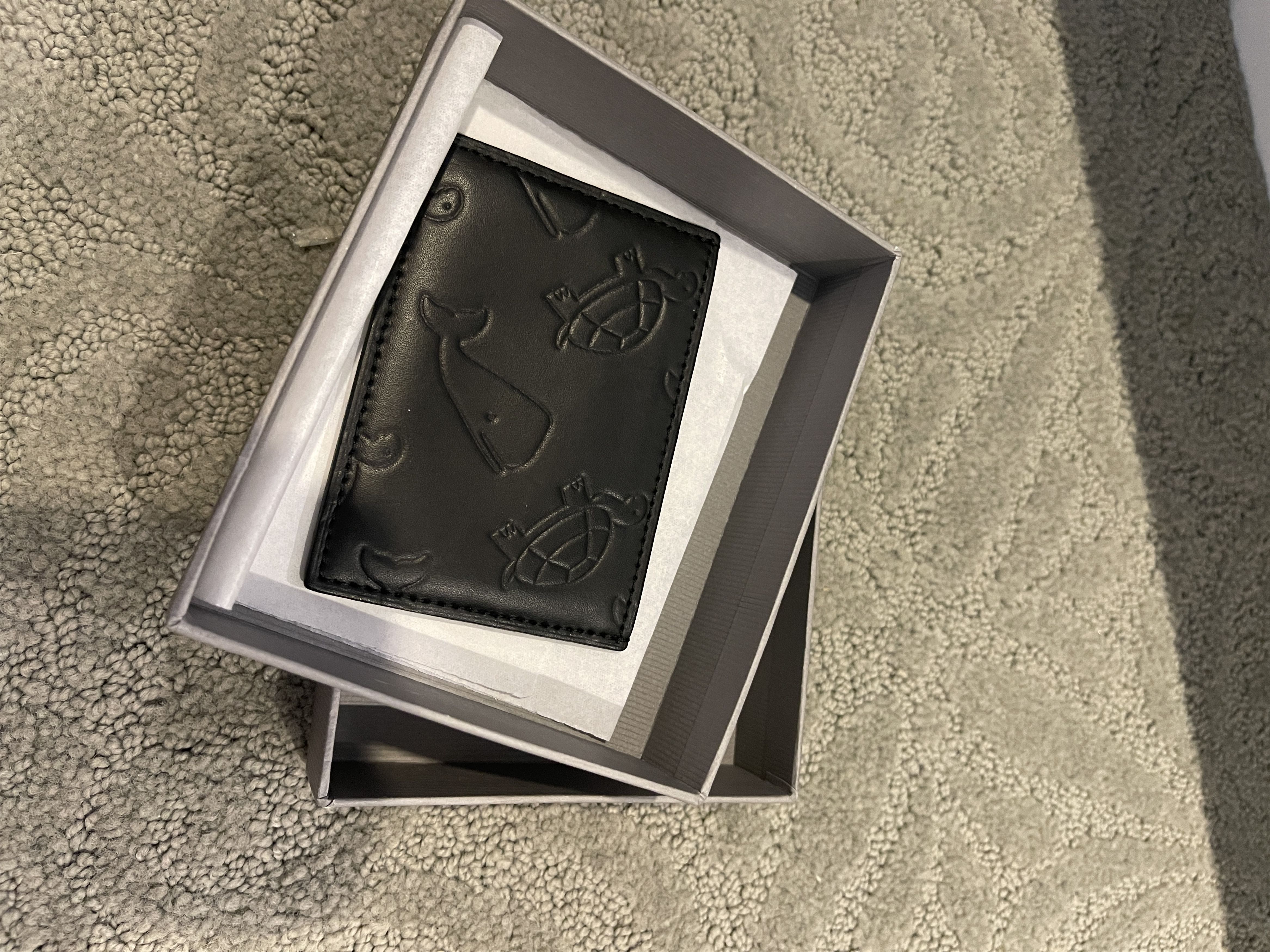 Thom Browne Black Single Card Holder with Embossed Turtles