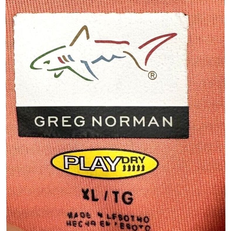 Vintage Greg Norman Golf Polo Shirt Mens XL Play Dry Peach Striped Shark Athletic Rugby Size US XL / EU 56 / 4 - 3 Thumbnail