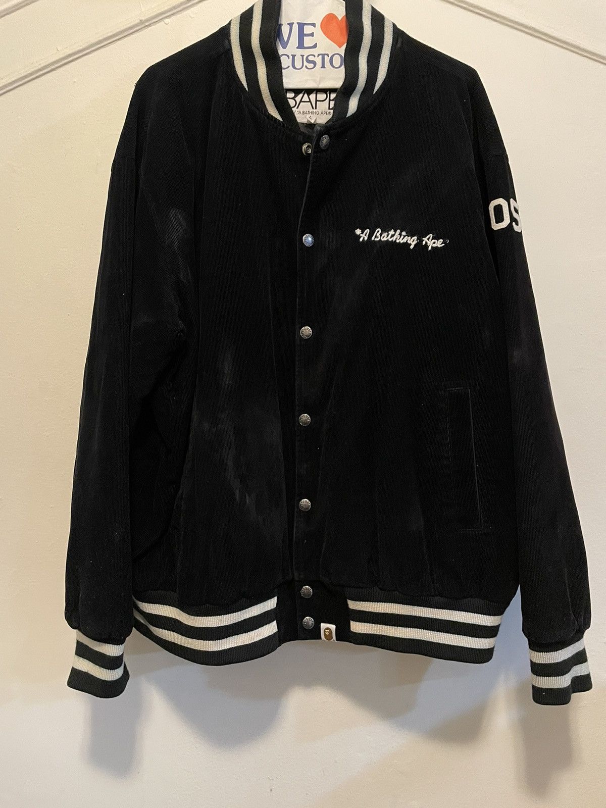 image of Bape 05' Baseball Corduroy General A Bathing Ape Jacket Size L in Navy, Men's