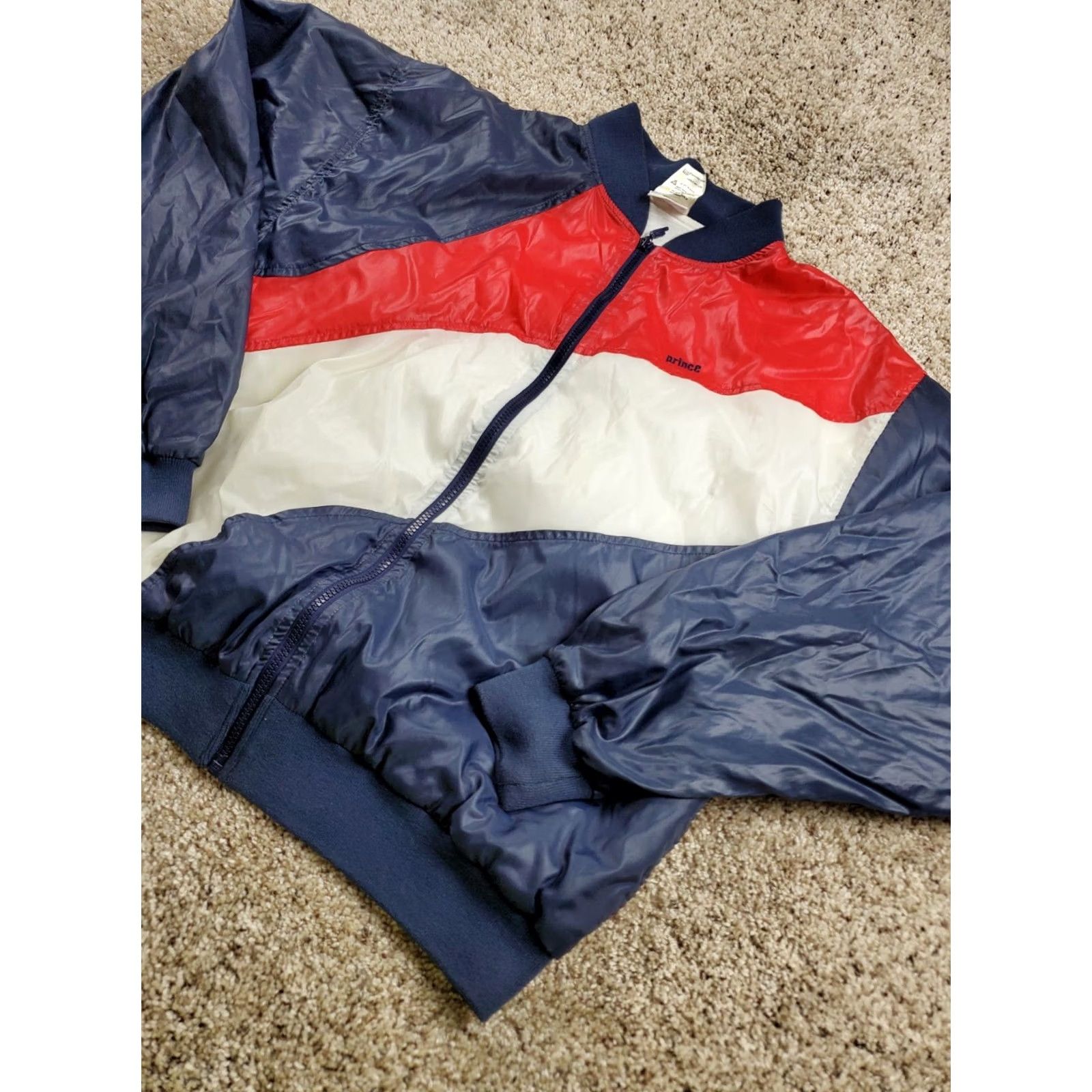 Prince VINTAGE Prince Tennis Windbreaker Jacket L Mens Blue Full Zip Nylon 90s Sports Geometric Logo Embroidered Short Coat Spring Fall Winter Size US L / EU 52-54 / 3 - 2 Thumbnail