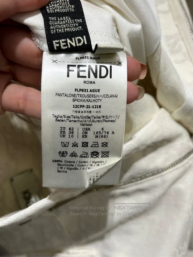 Fendi Fendi White light logo print old flower pants Size 27" / US 4 / IT 40 - 5 Thumbnail