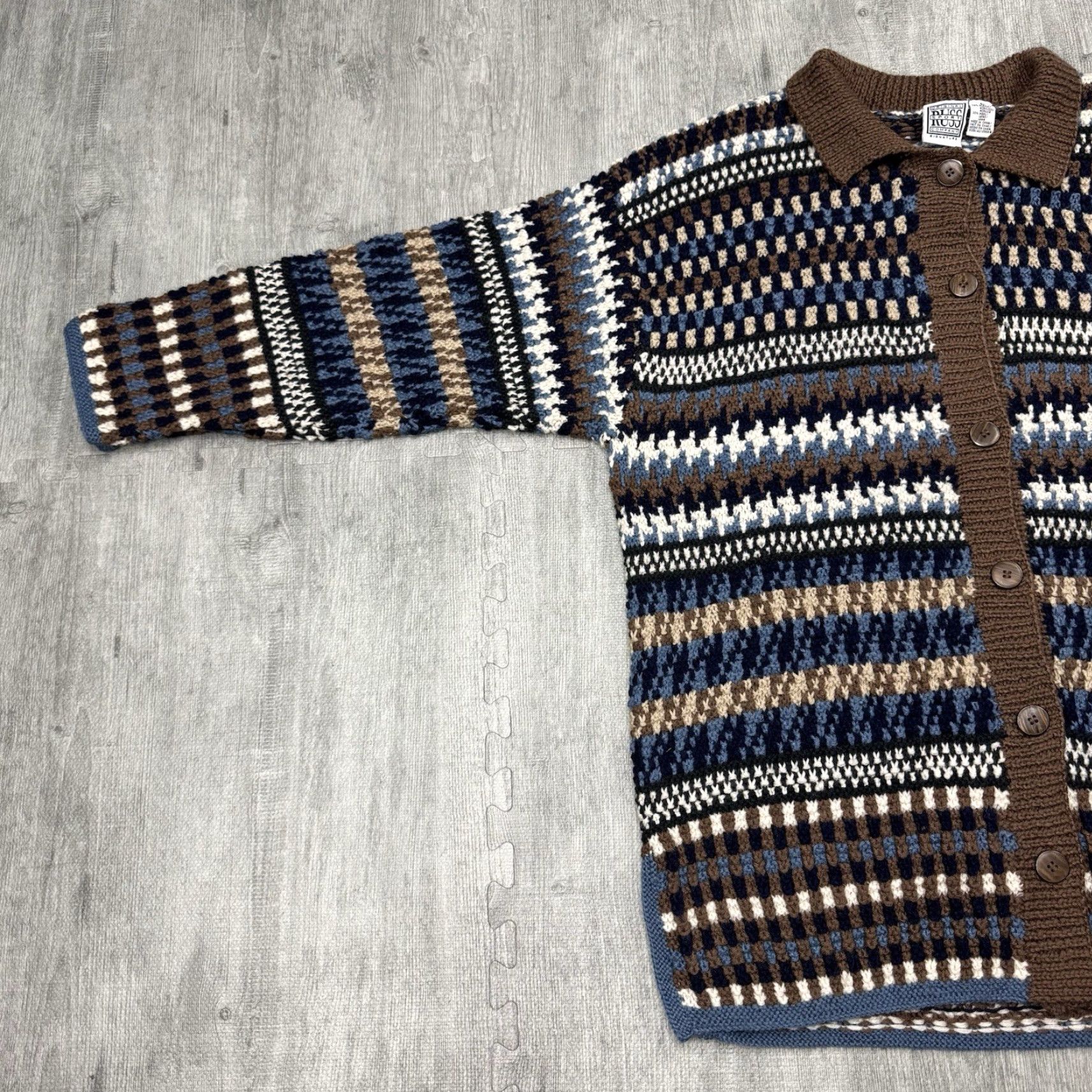 Vintage VINTAGE 90s Russ Sport Chunky Knit Button Front Cardigan Wool Blend Women’s 2XL Cottage Core Fall Spring Winter Size XXL / US 16-18 / IT 52-54 - 4 Thumbnail