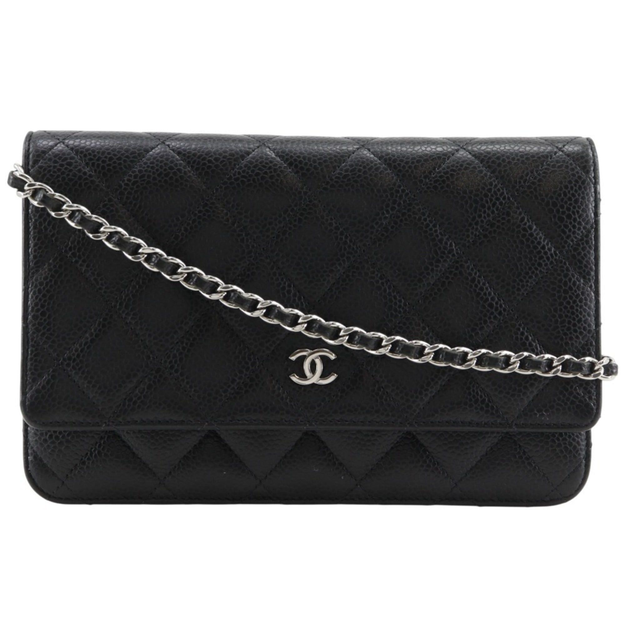 Chanel Chanel Classic Chain Wallet Matelassé Long Shoulder Bag A33814 Caviar Leather Black Snap Button Women's Size ONE SIZE - 1 Thumbnail