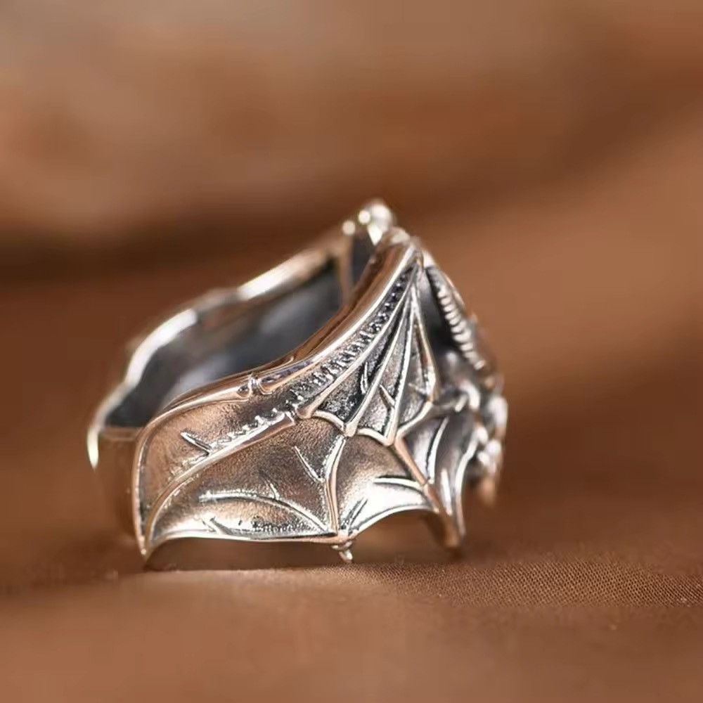 Vintage Skull Bat Adjustable Ring Size ONE SIZE - 4 Thumbnail