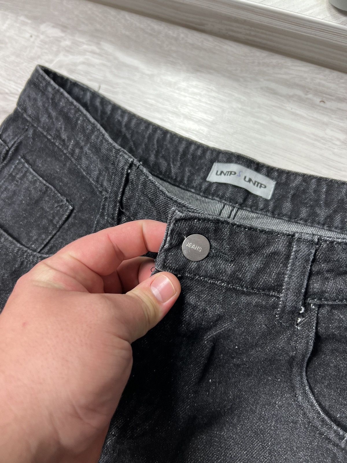 Japanese Brand Y2K Style Fire Jeans With Embroidered Skull Logo Baggy Pants Size US 32 / EU 48 - 7 Thumbnail