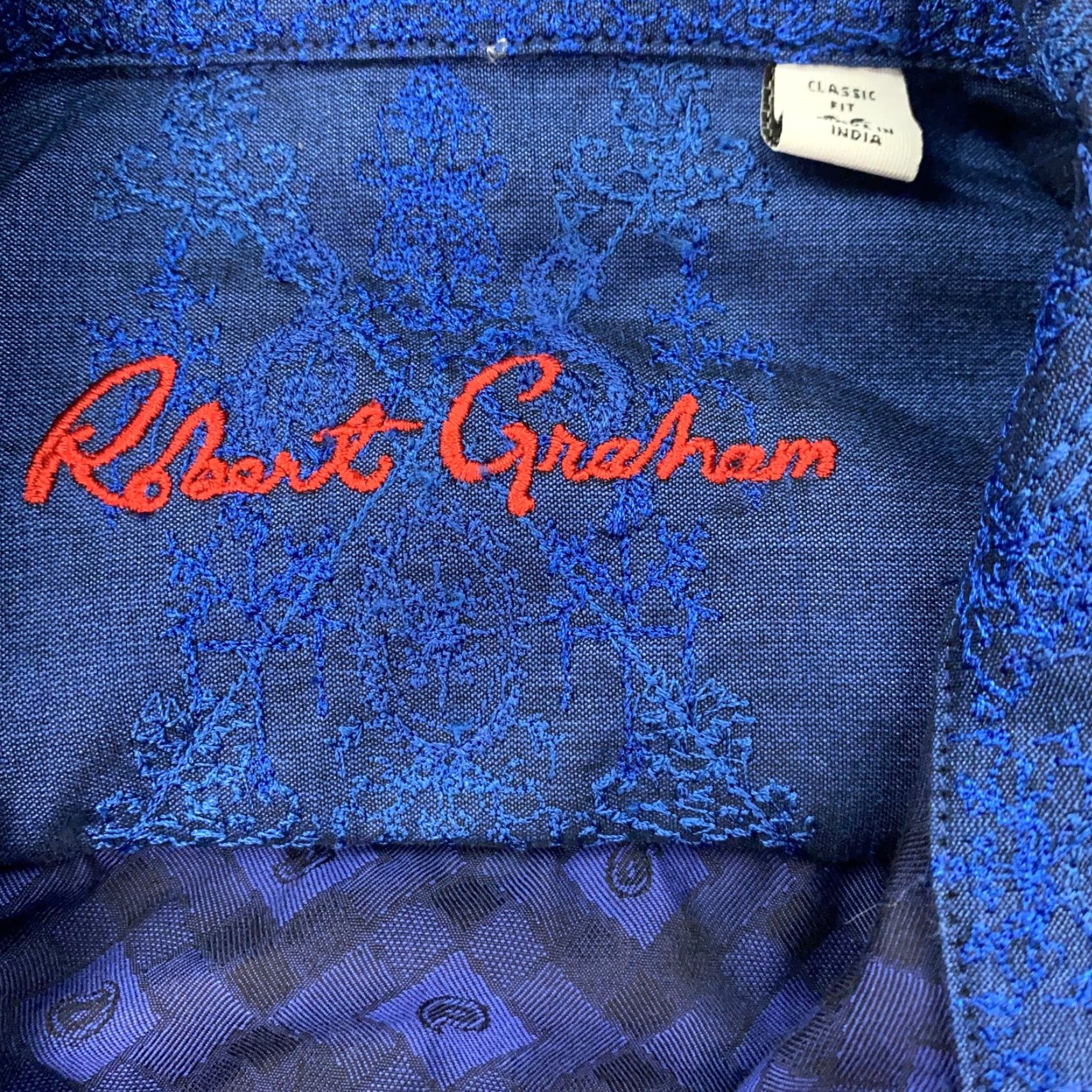 Robert Graham Robert Graham Shirt Mens Medium Classic Fit Paisley Geometric Flip Cuff Designer Size US M / EU 48-50 / 2 - 6 Thumbnail