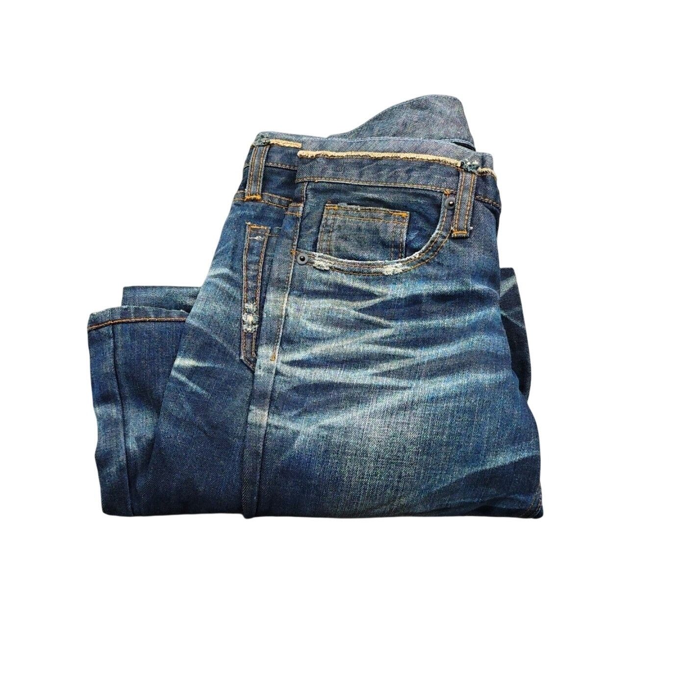 14th Addiction Vintage Japanese Brand Faded Wash Low-rise Denim Jeans Blue Size 29" - 3 Thumbnail