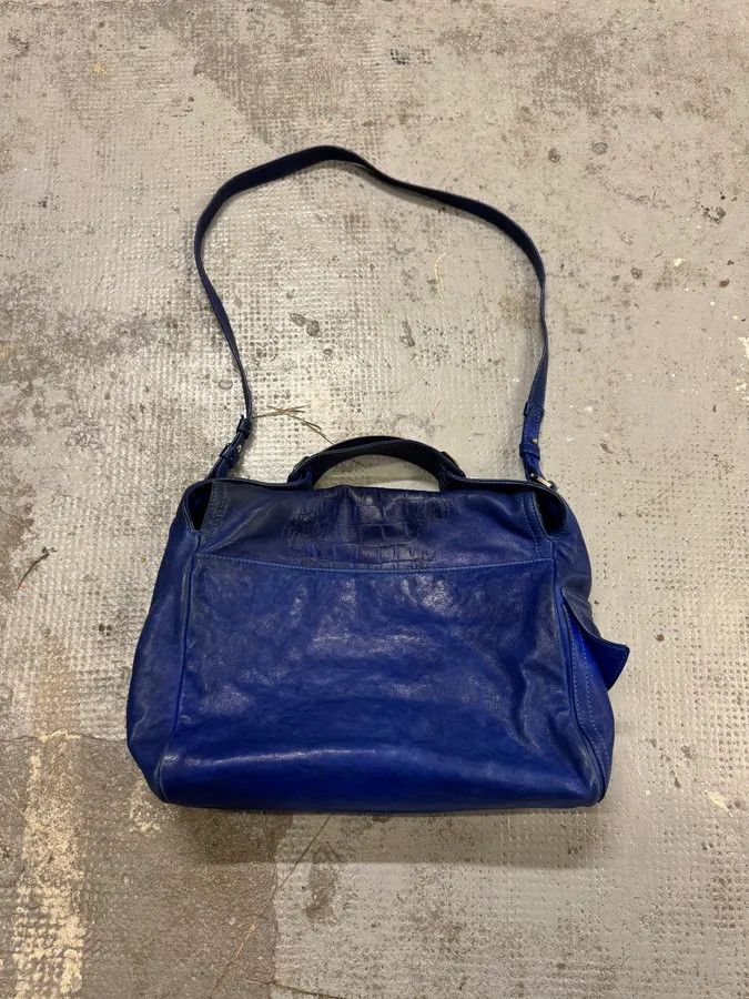 Roberto Cavalli 2000s Roberto Cavalli Blue Leather Crocodile Effect Handle Bag Size ONE SIZE - 6 Thumbnail
