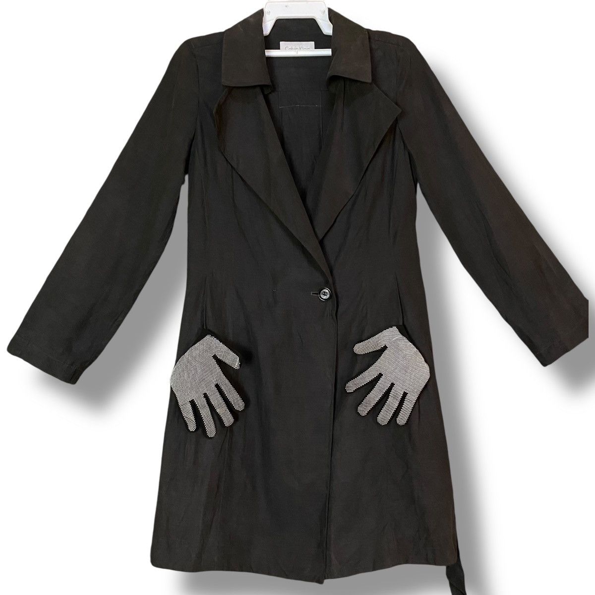 Calvin Klein Calvin Klein Gray Tie-waist Lightweight Trench Coat Size US L / EU 52-54 / 3 - 4 Thumbnail