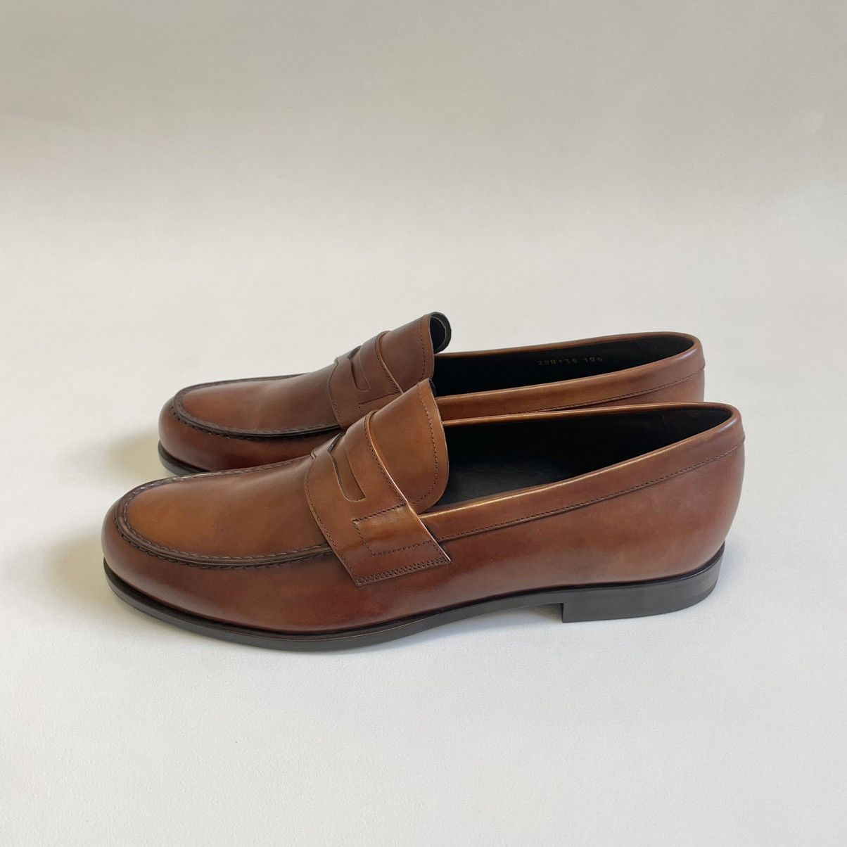 Prada Mid 2000s Brown Burnished Leather Loafers Size US 11.5 / EU 44-45 - 5 Thumbnail