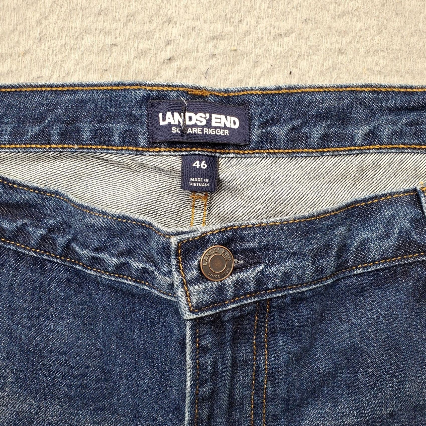 Lands' End Lands' End Jeans Mens 46 Blue Denim Straight Leg Square Rigger High Waist 100% Cotton Regular Inseam 33.25" WWжин Size US 30 / EU 46 - 6 Thumbnail