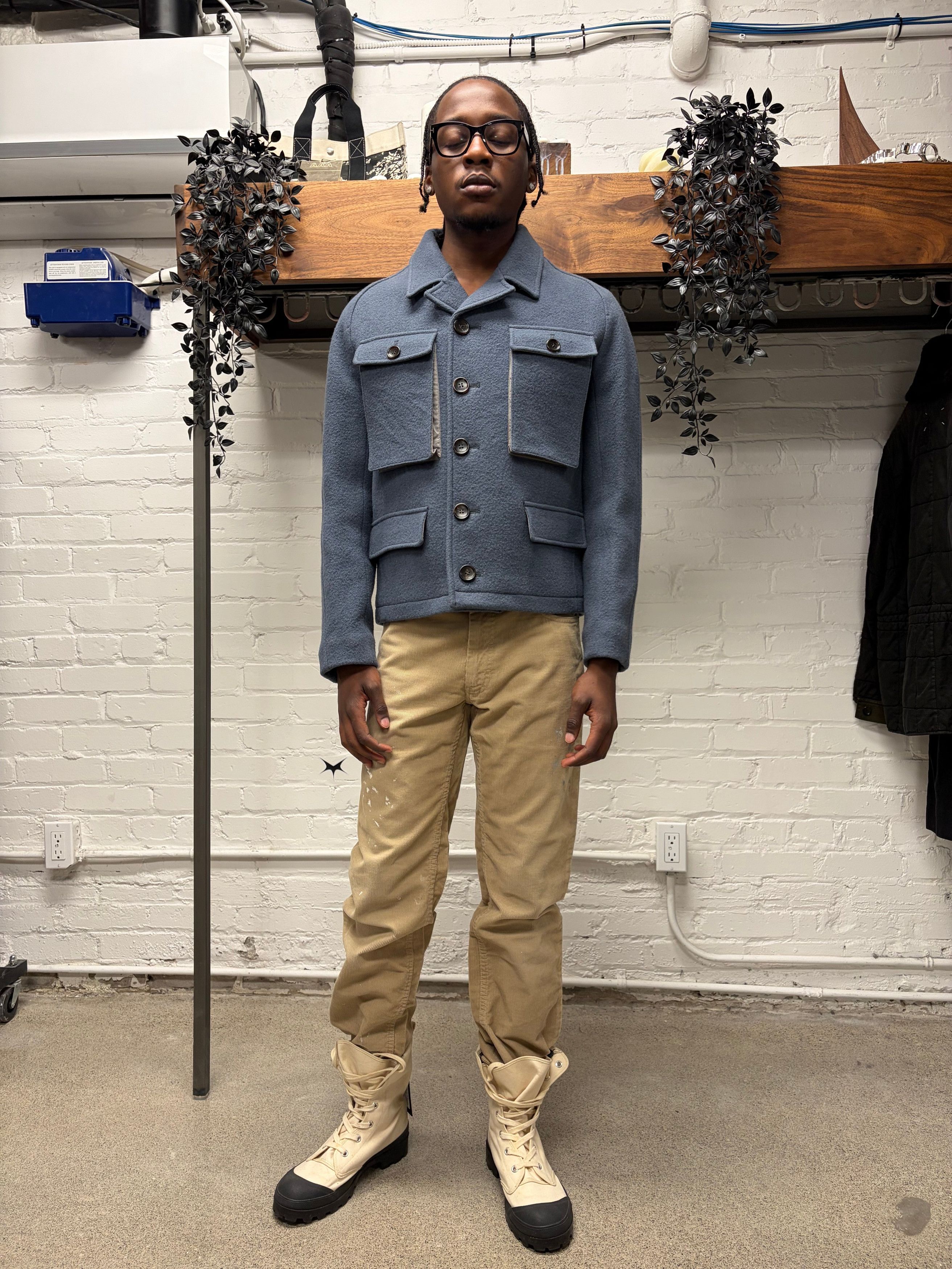 Gucci Gucci by Frida Giannini Light Blue Wool Cropped ‘Workers’ Jacket Size US M / EU 48-50 / 2 - 6 Thumbnail