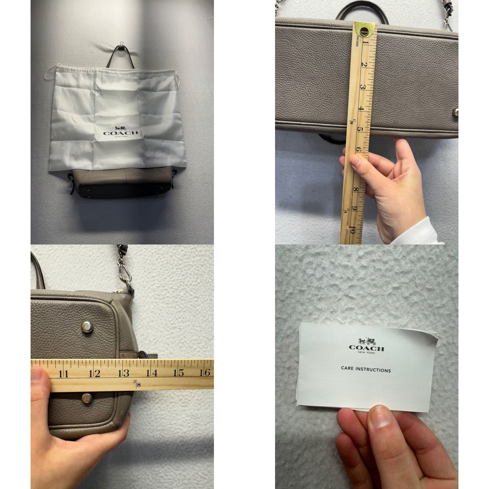 Coach VINTAGE Coach Crossbody Purse Womens Leather Greyish Beige with Dust Bag 5220 Size ONE SIZE - 8 Thumbnail