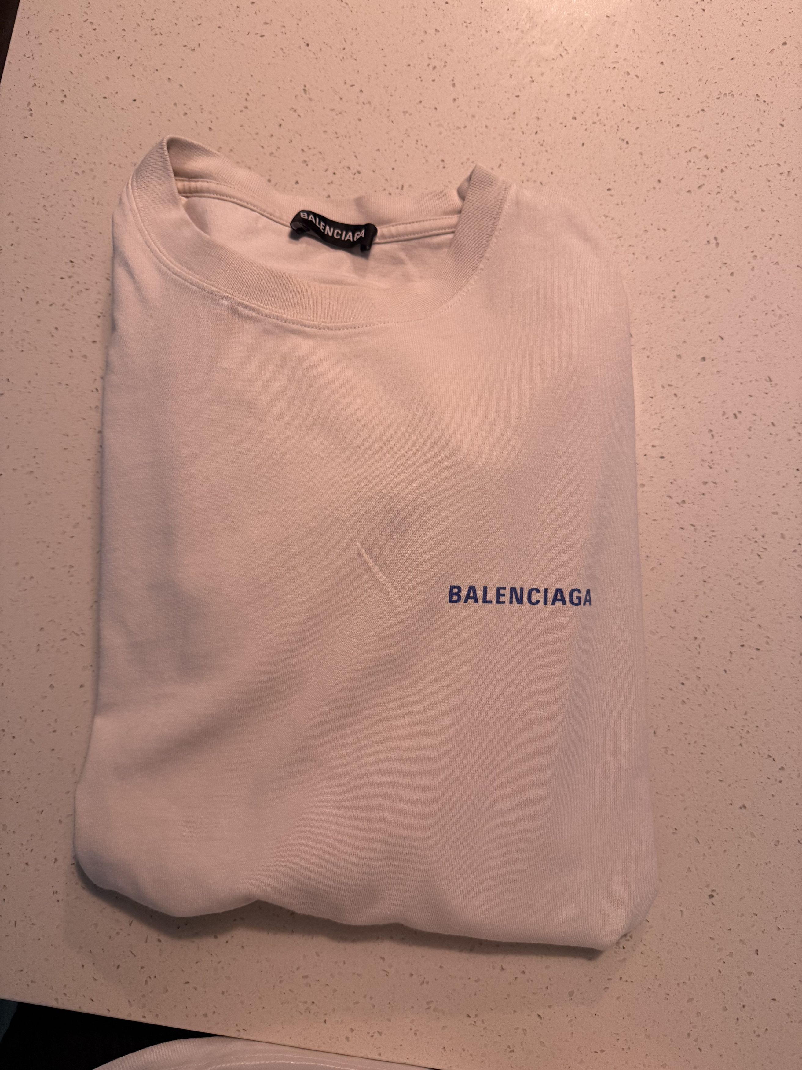 Balenciaga Badge Logo Tee 'Chalky White/Blue'