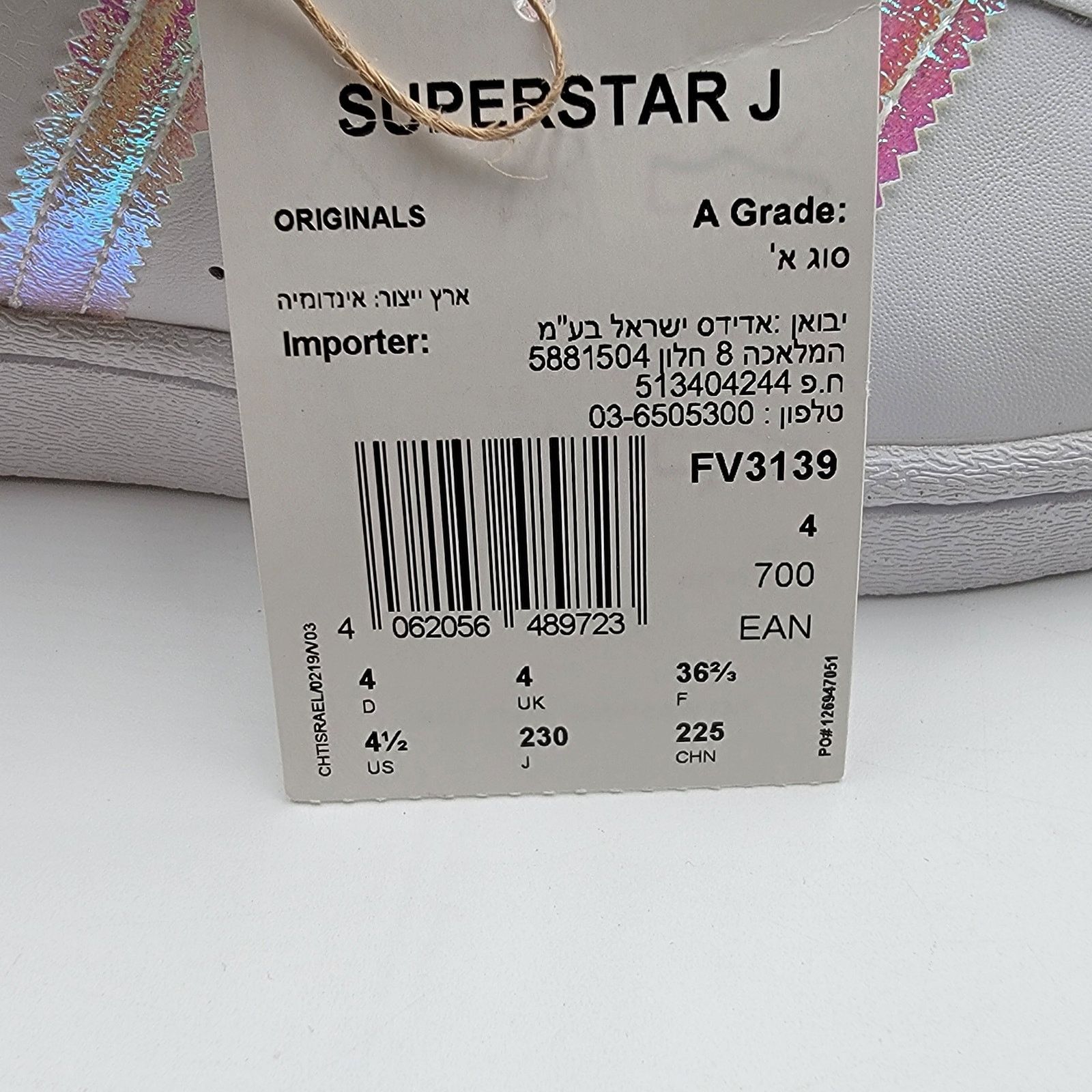 Adidas Adidas Originals Superstar J 'White Iridescent Sz 4.5 FV3139 Size US 4.5 / IT 34.5 - 9 Thumbnail