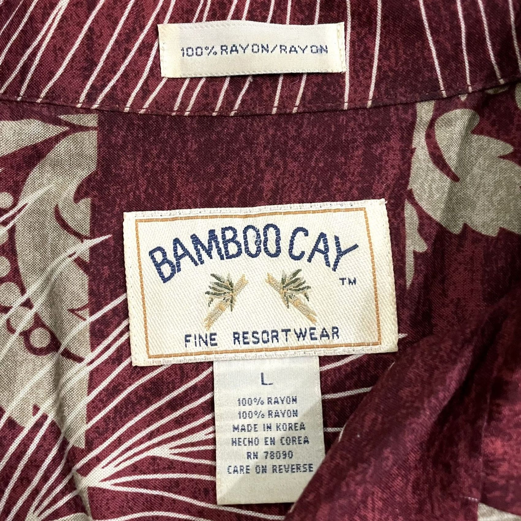 Vintage Bamboo Cay Hawaiian Shirt Mens Size L Short Sleeve 100% Rayon Maroon Red Button-Up Hawaii Shirt L Mens Size US L / EU 52-54 / 3 - 4 Thumbnail