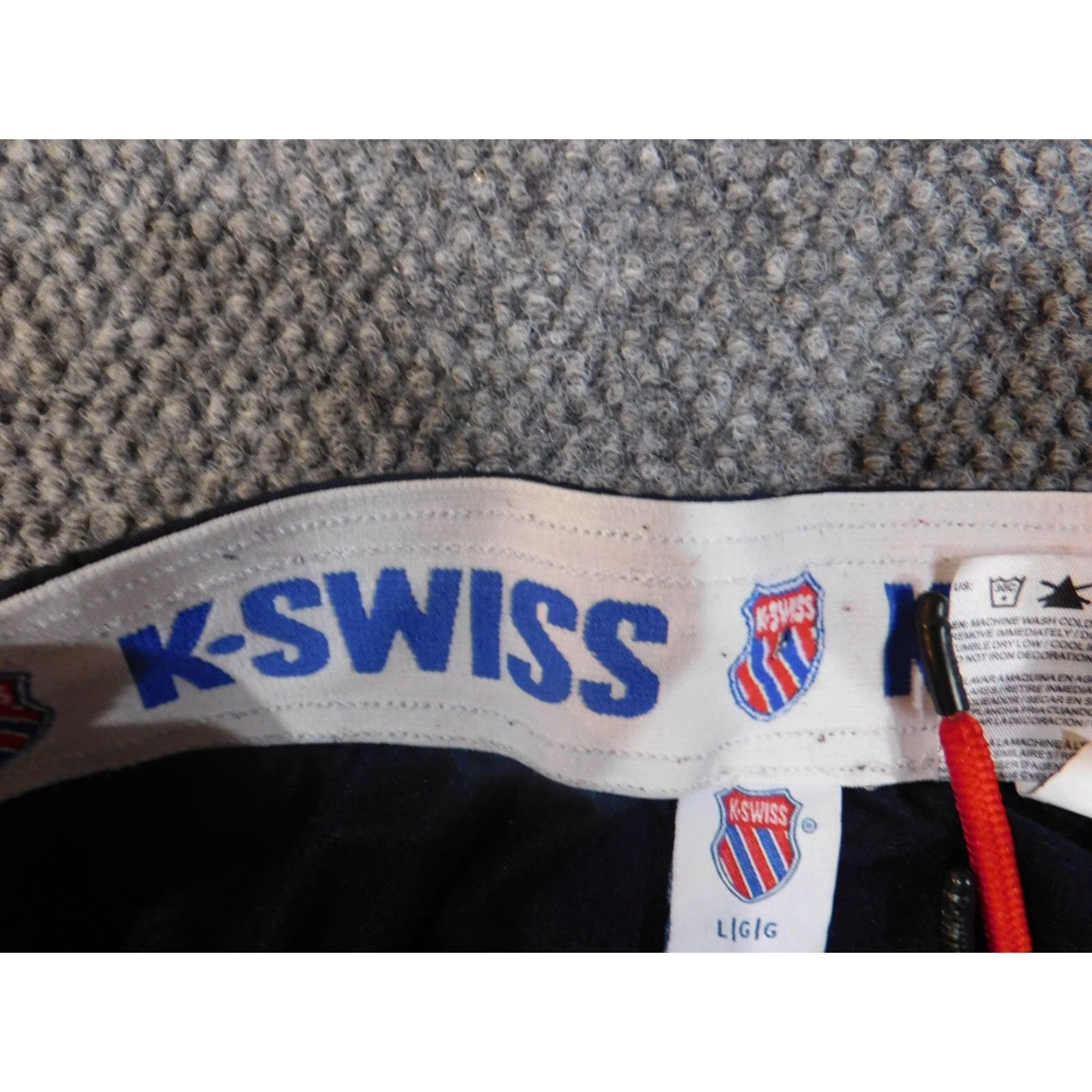 K-Swiss K-Swiss Track Pants Mens L Blue Vintage Style Classic Performance Snap Camouflage Knit Polyester Straight Inseam 30 Size US 33 - 3 Thumbnail