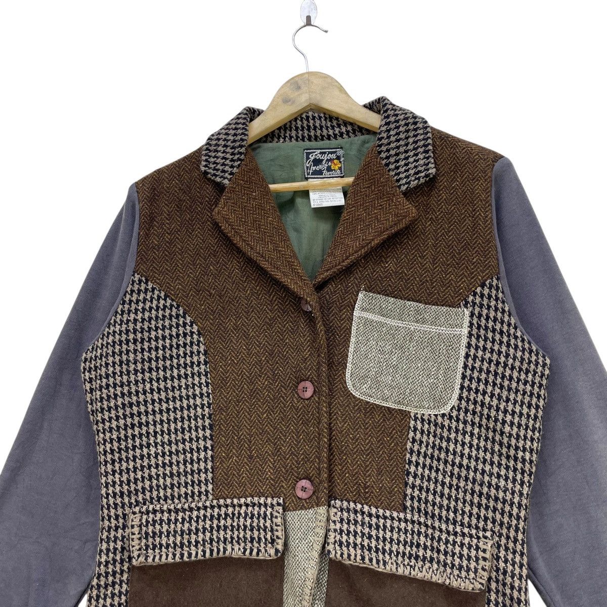 Japanese Brand Vtg Foujon America Colour Block Style Balmacaan Harris Tweed Size M / US 6-8 / IT 42-44 - 3 Thumbnail