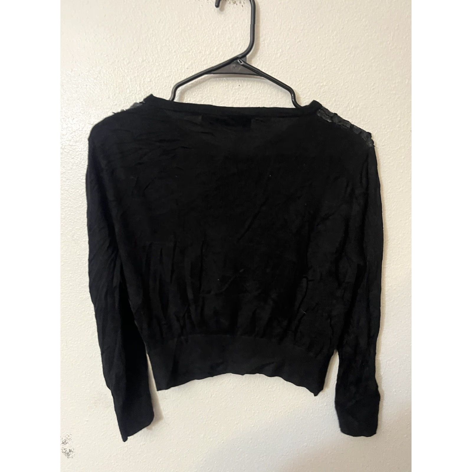 Karl Lagerfeld Karl Lagerfeld Womens Cardigan Sweater Sz Small Black Laser Cut Rose Floral Pattern Pockets Button Up Size S / US 4 / IT 40 - 3 Thumbnail
