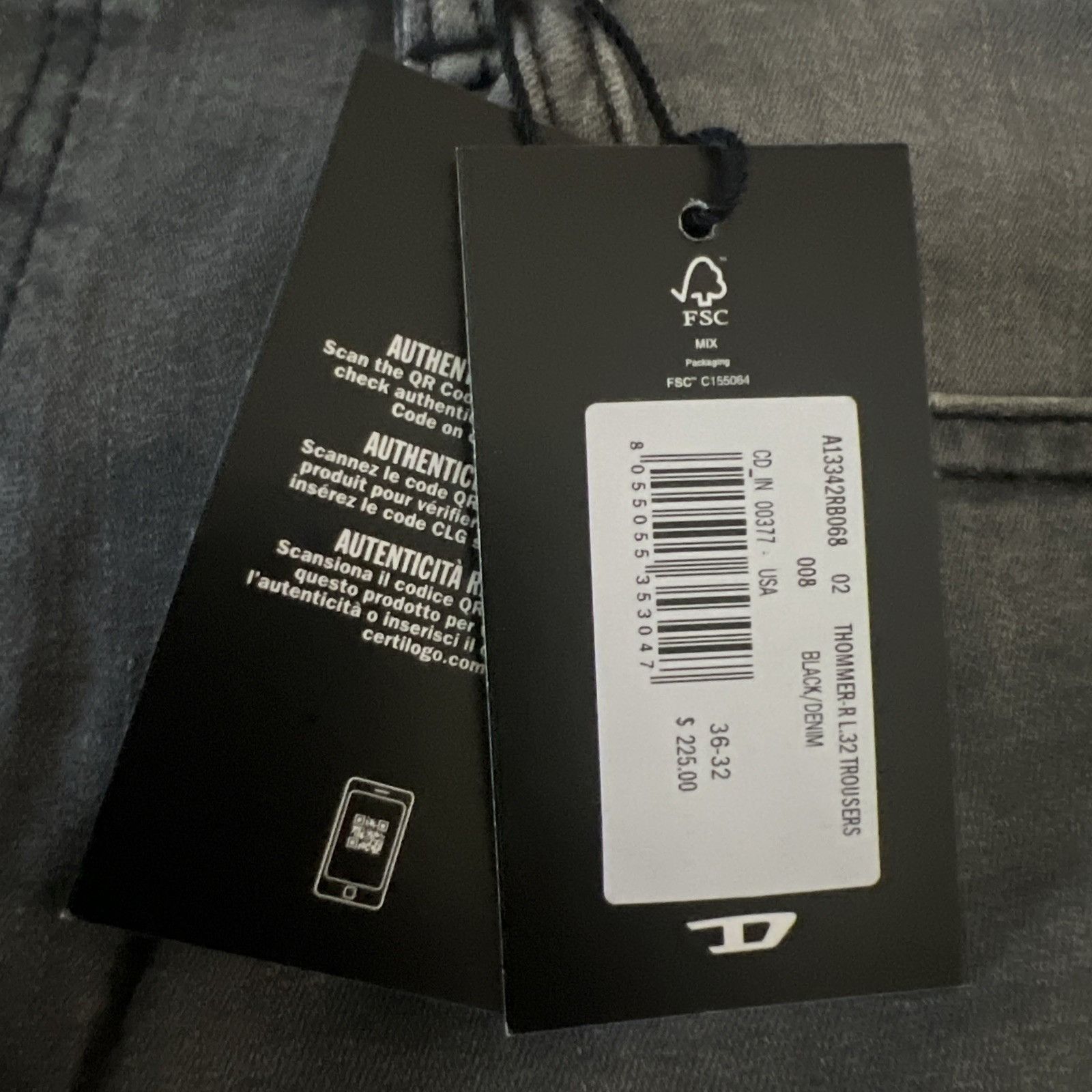 Diesel Diesel Mens Thommer Slim Fit Jeans RB068 Grey Size 36/32 Size US 36 / EU 52 - 7 Thumbnail