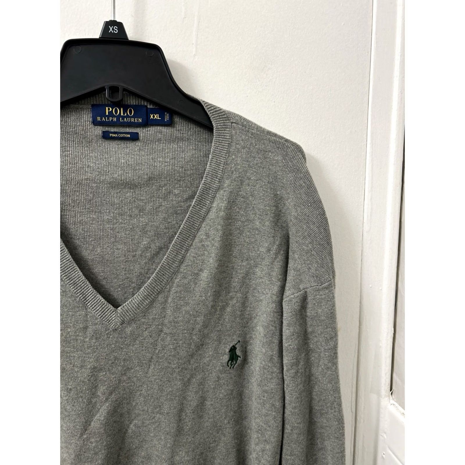 Polo Ralph Lauren Polo Ralph Lauren Sweater Mens 2XL Gray V-Neck Pullover Long Sleeve Pima Cotton Logo Shirt Size US XXL / EU 58 / 5 - 4 Thumbnail