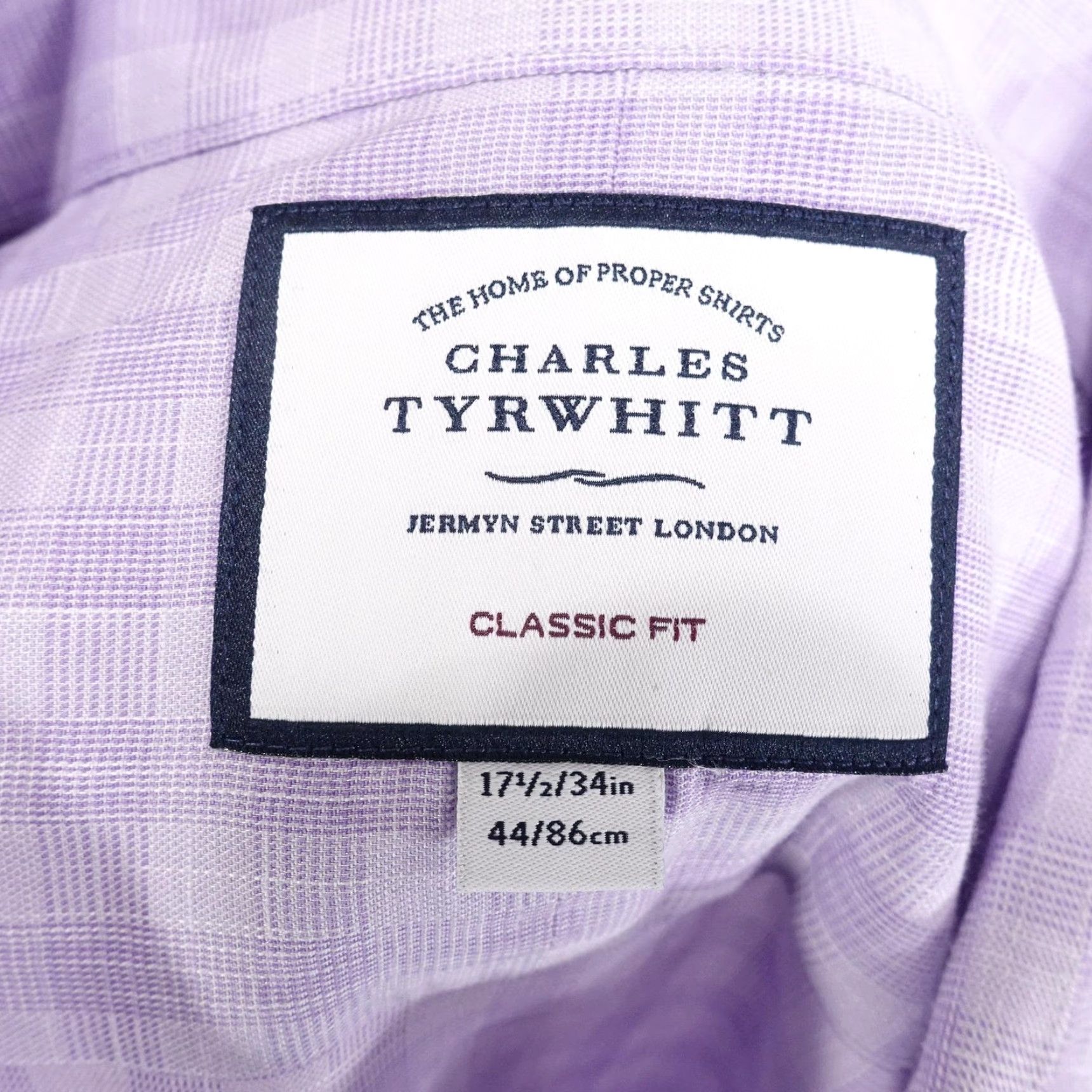 Charles Tyrwhitt VINTAGE Charles Tyrwhitt Dress Shirt Mens 17.5 34 XL Long Sleeve Cotton Purple Check Classic Fit Business Size 46R - 6 Thumbnail
